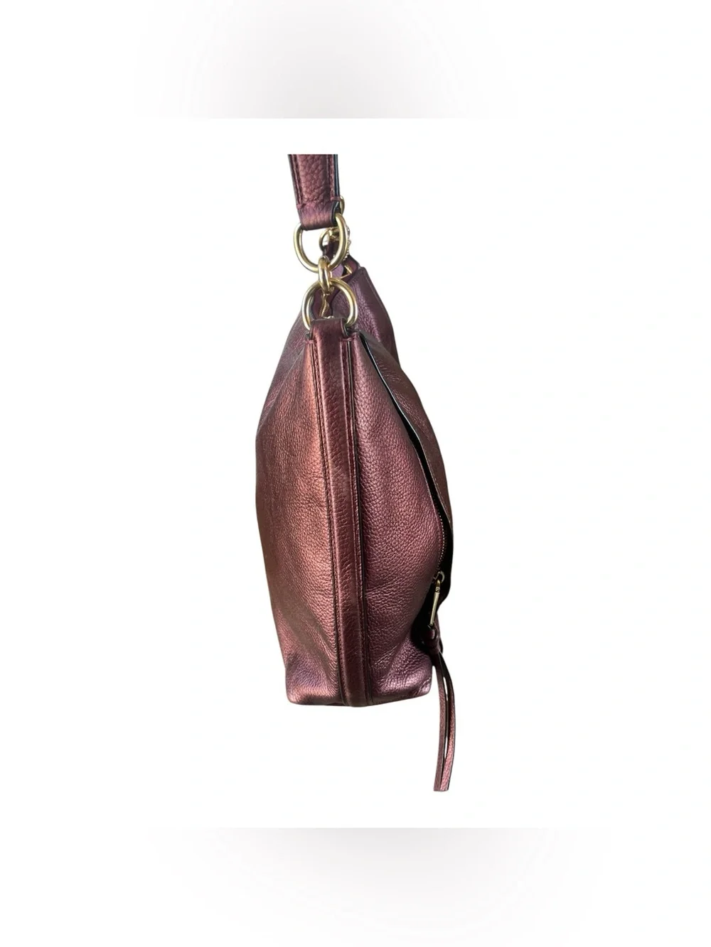 ⭐️ Coach Elle Hobo Metallic Cherry Burgundy Wine Leather Bag F87825 🍁 🍂 🍃